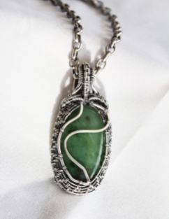 Slytherin Pendant, Sterling Silver and Nephrite Jade, 2018
