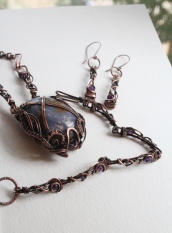Gebo's Jewels, Violet Flame Agate, Amethyst, Iolite, Topaz, and Copper, 2018